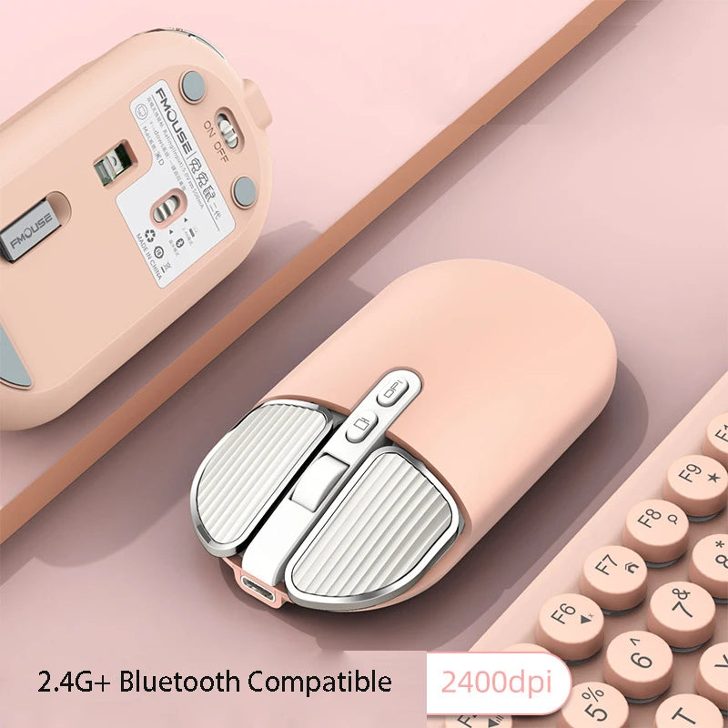 Mini Mouse 2.4G Wireless Bluetooth-compatible Cute Mute Mouse f...